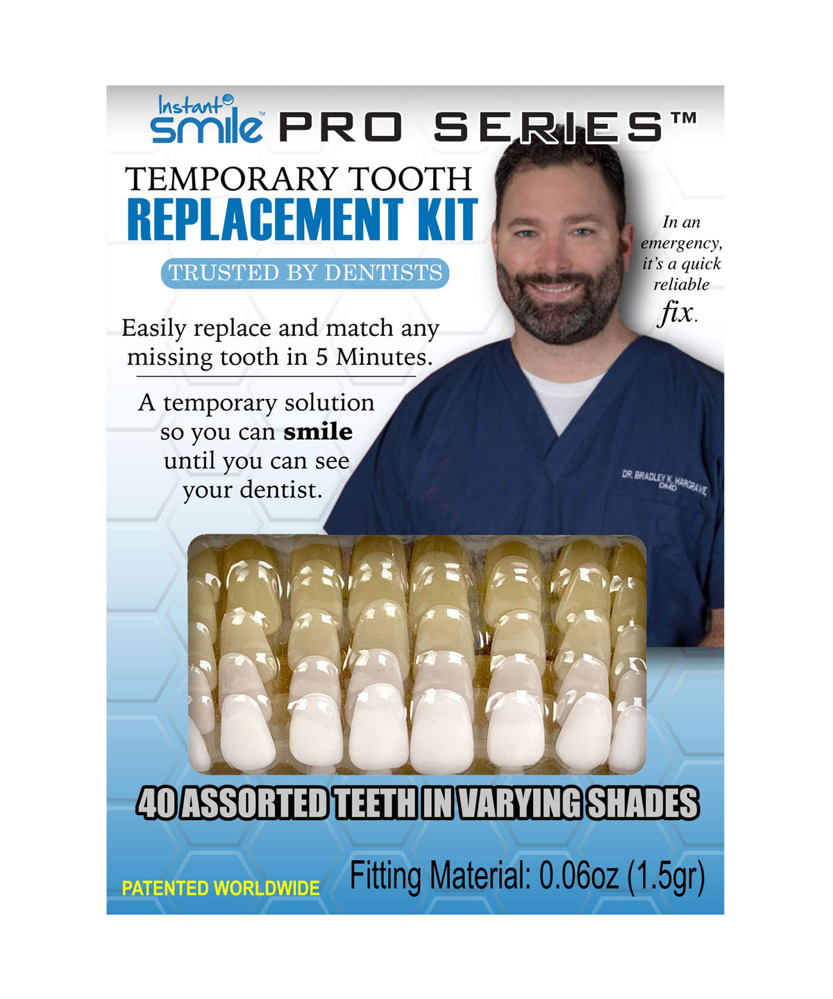Instant Smile Temporary Tooth Kit Pro-Series with assorted shapes and five shade options