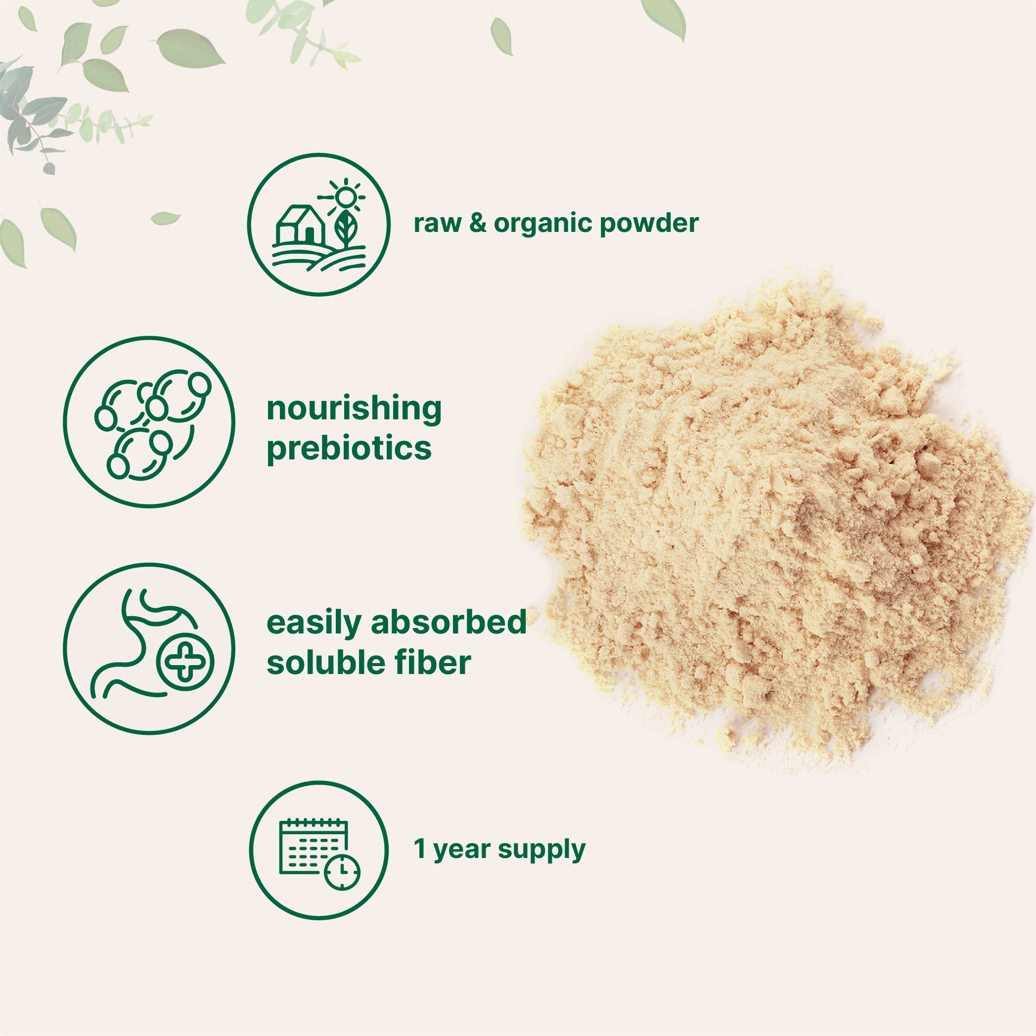 Instant soluble prebiotic fiber from Acacia Senegal