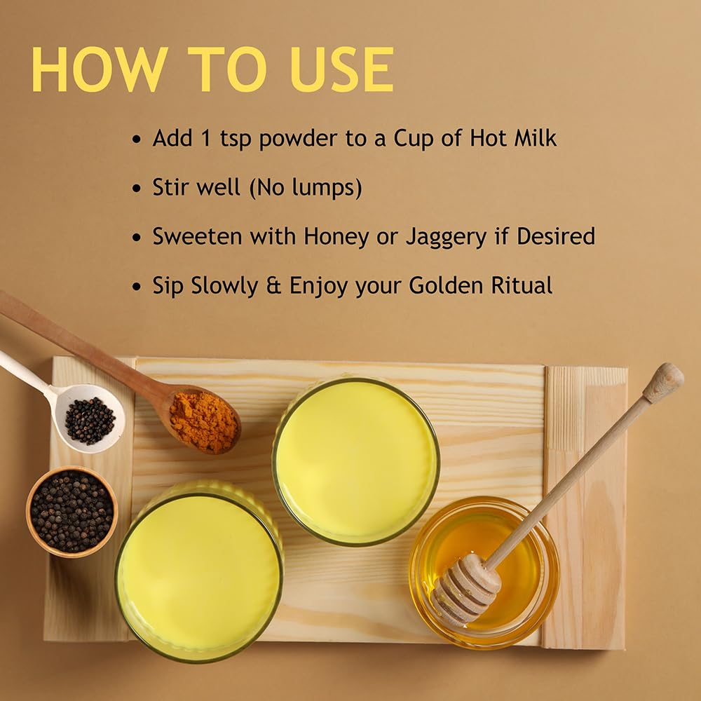 Instant Turmeric Latte Drink Mix prepared with milk