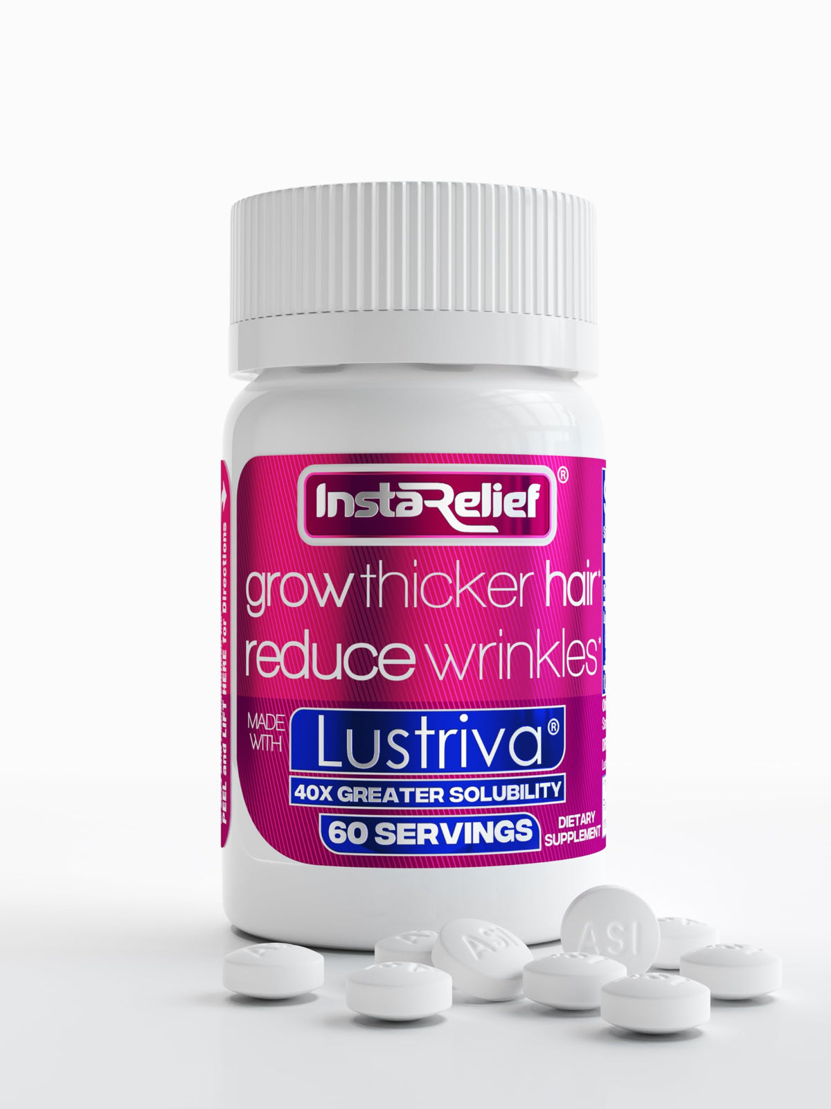 InstaRelief Hair Growth bottle featuring Lustriva