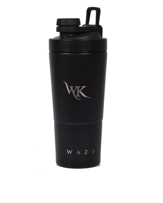 Insulated Protein Shaker Bottle top view in matte black for gym and daily hydration.