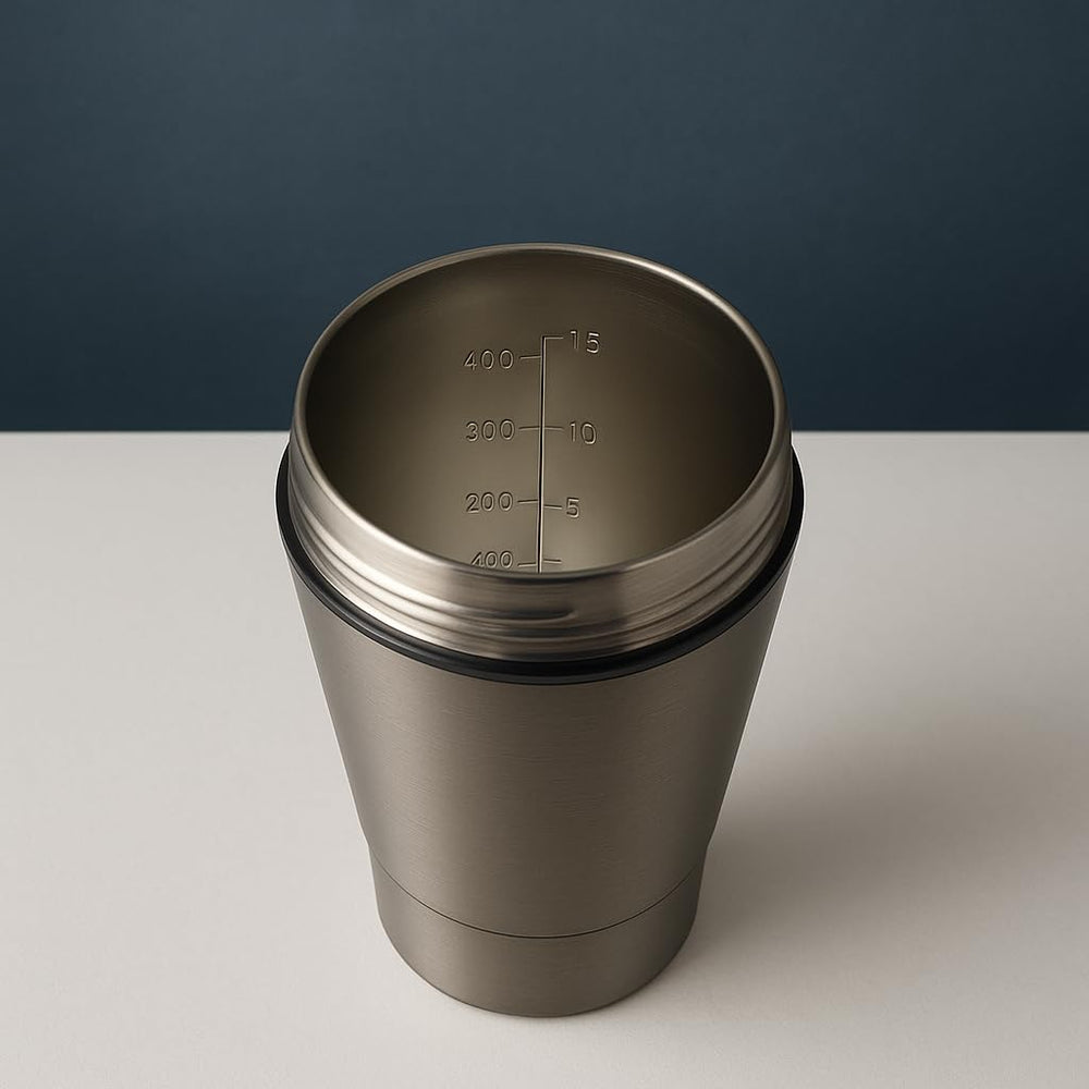 Insulated Protein Shaker Bottle sweat-proof exterior keeps hands dry during workouts.