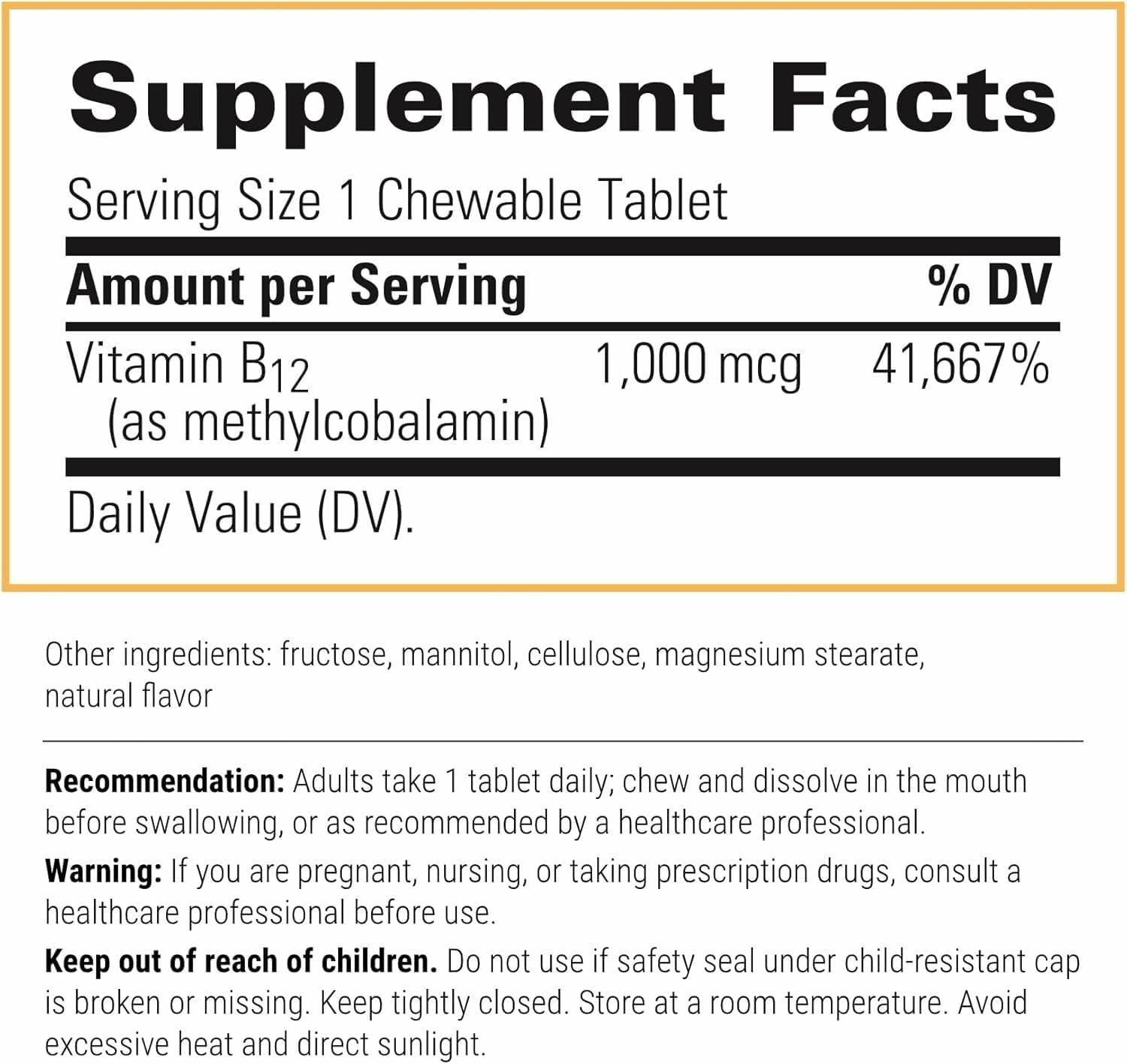 Close-up of methylcobalamin B-12 Active chewable tablets