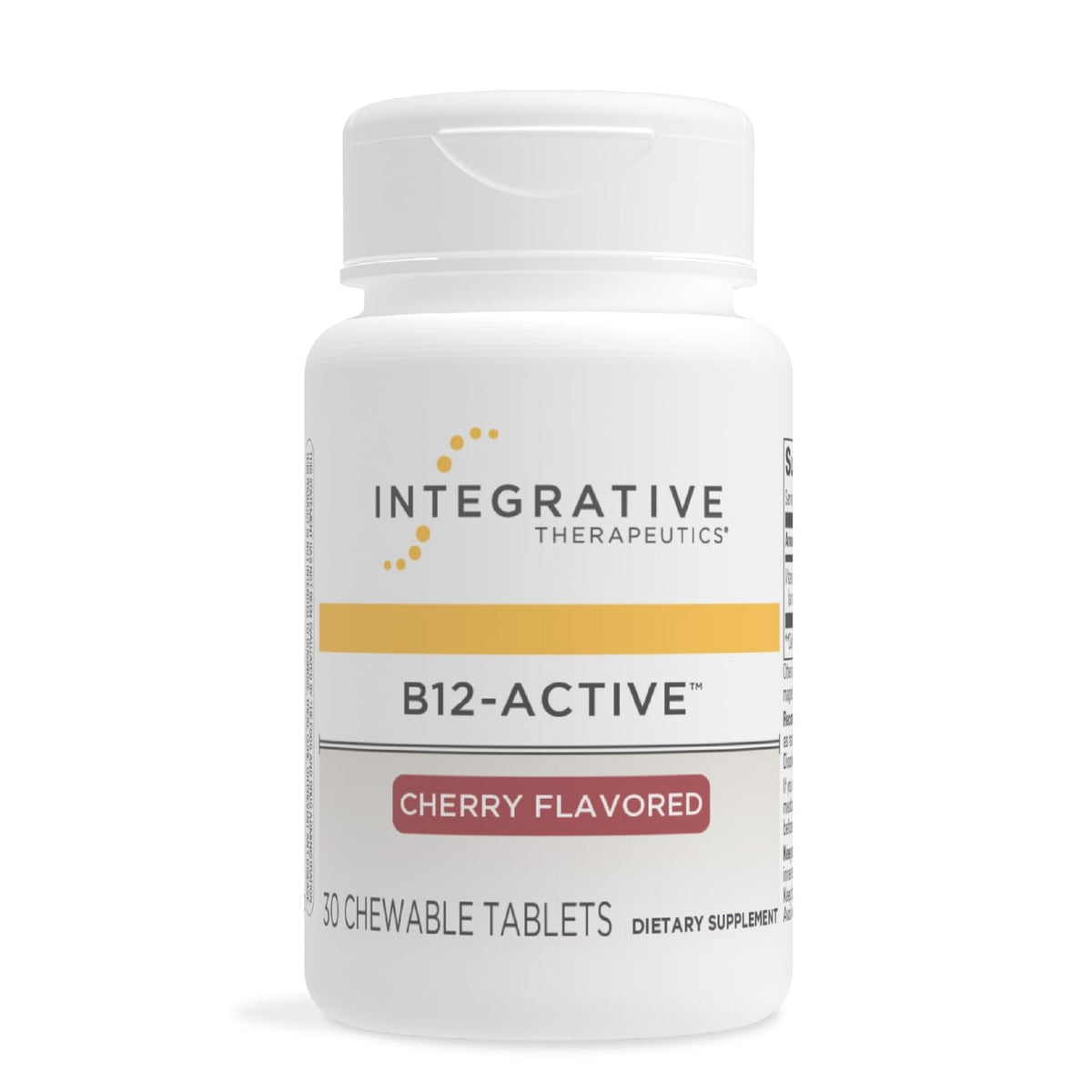 Product pack shot of Integrative Therapeutics B12-Active cherry chewable 30 count