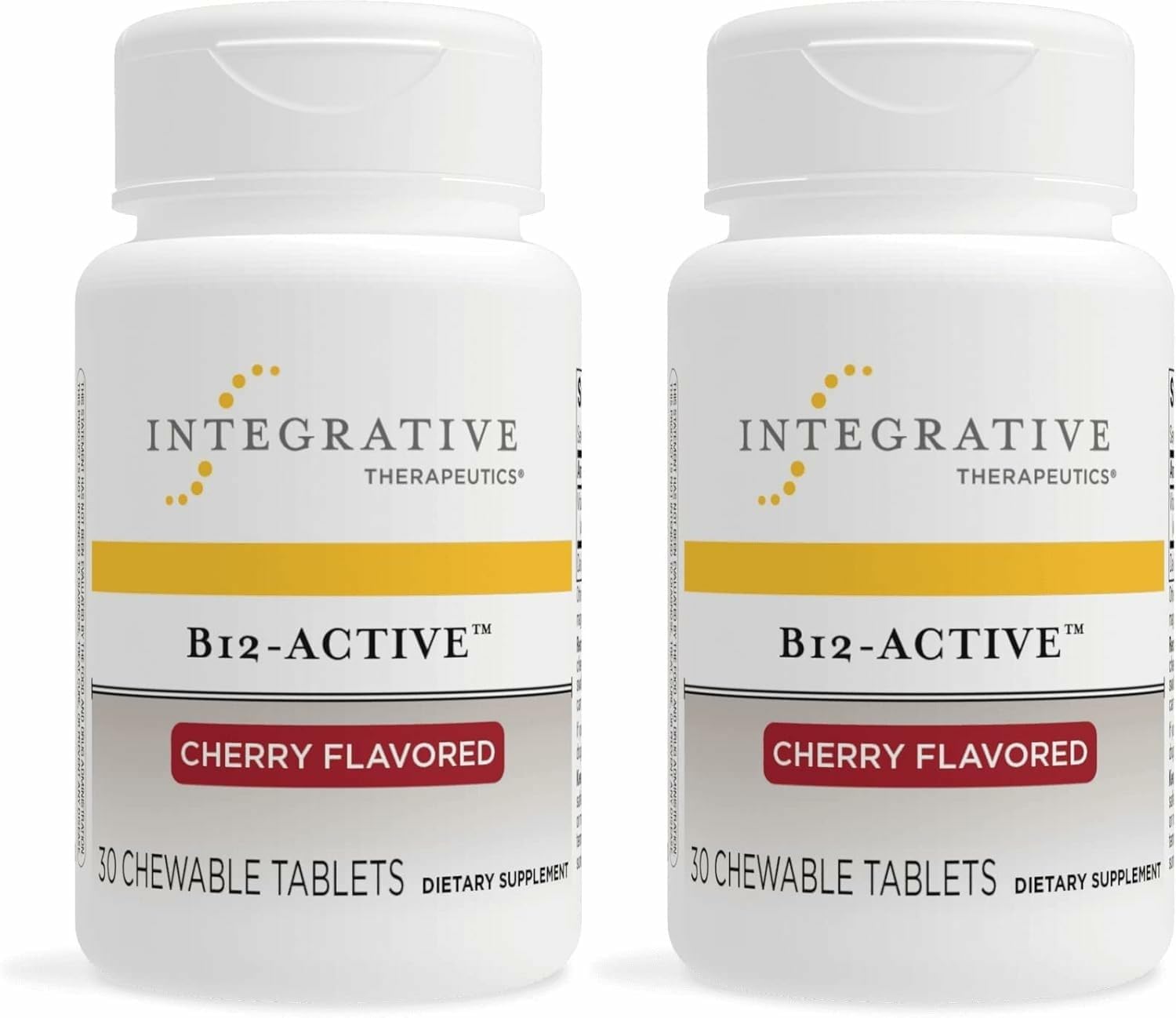 Front view of Integrative Therapeutics B-12 Active cherry-flavored chewables bottle
