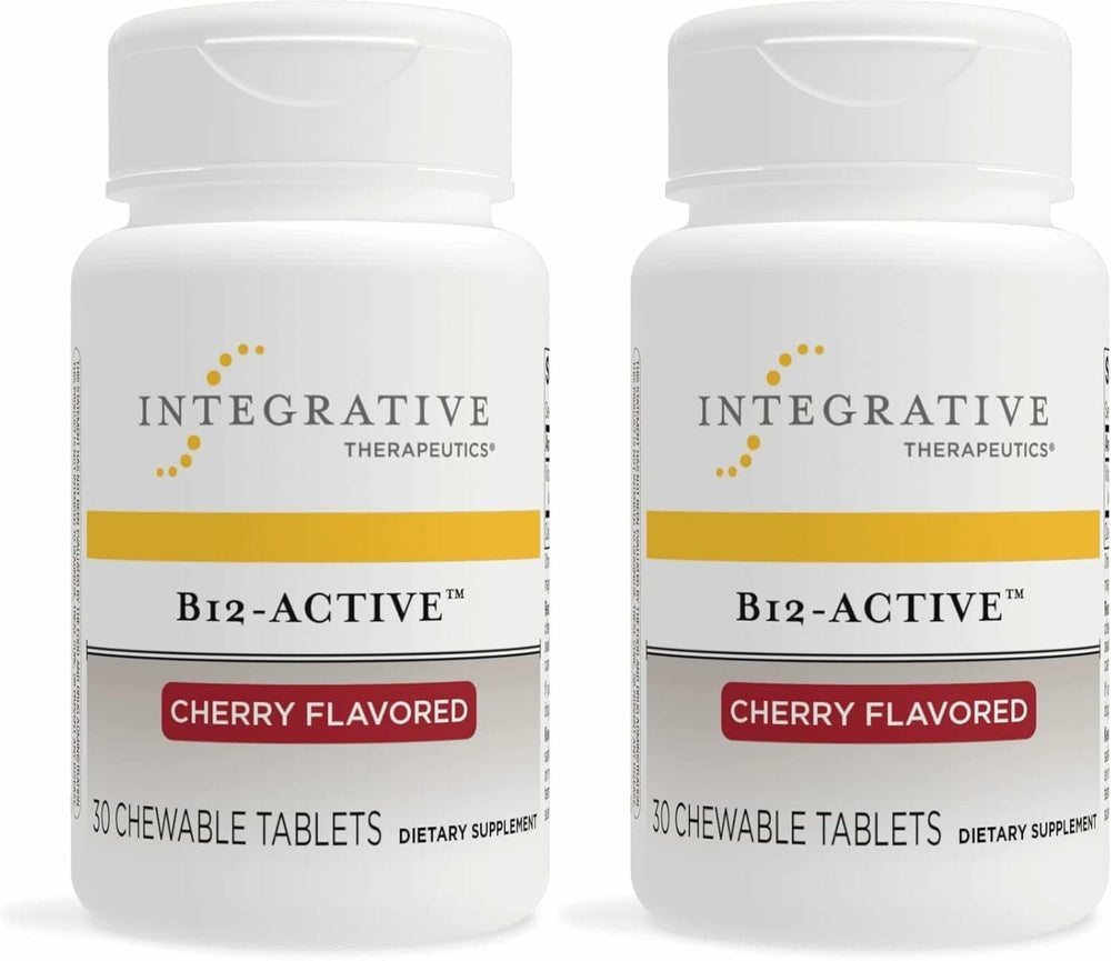 Front view of Integrative Therapeutics B-12 Active cherry-flavored chewables bottle