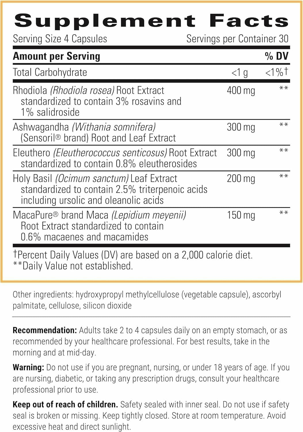 Close-up of HPA Adapt capsule bottle label