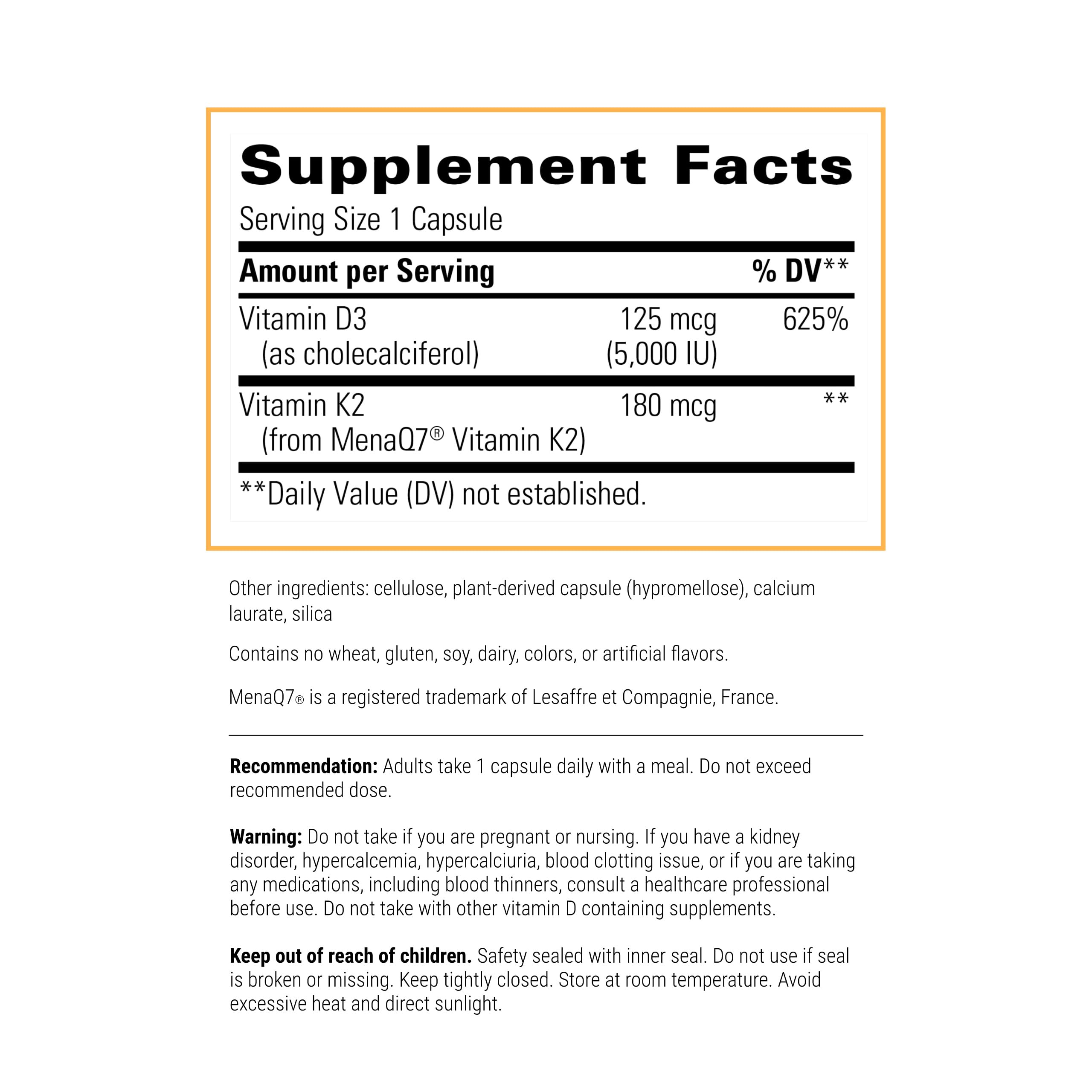 Close-up of K2 + D3 capsule