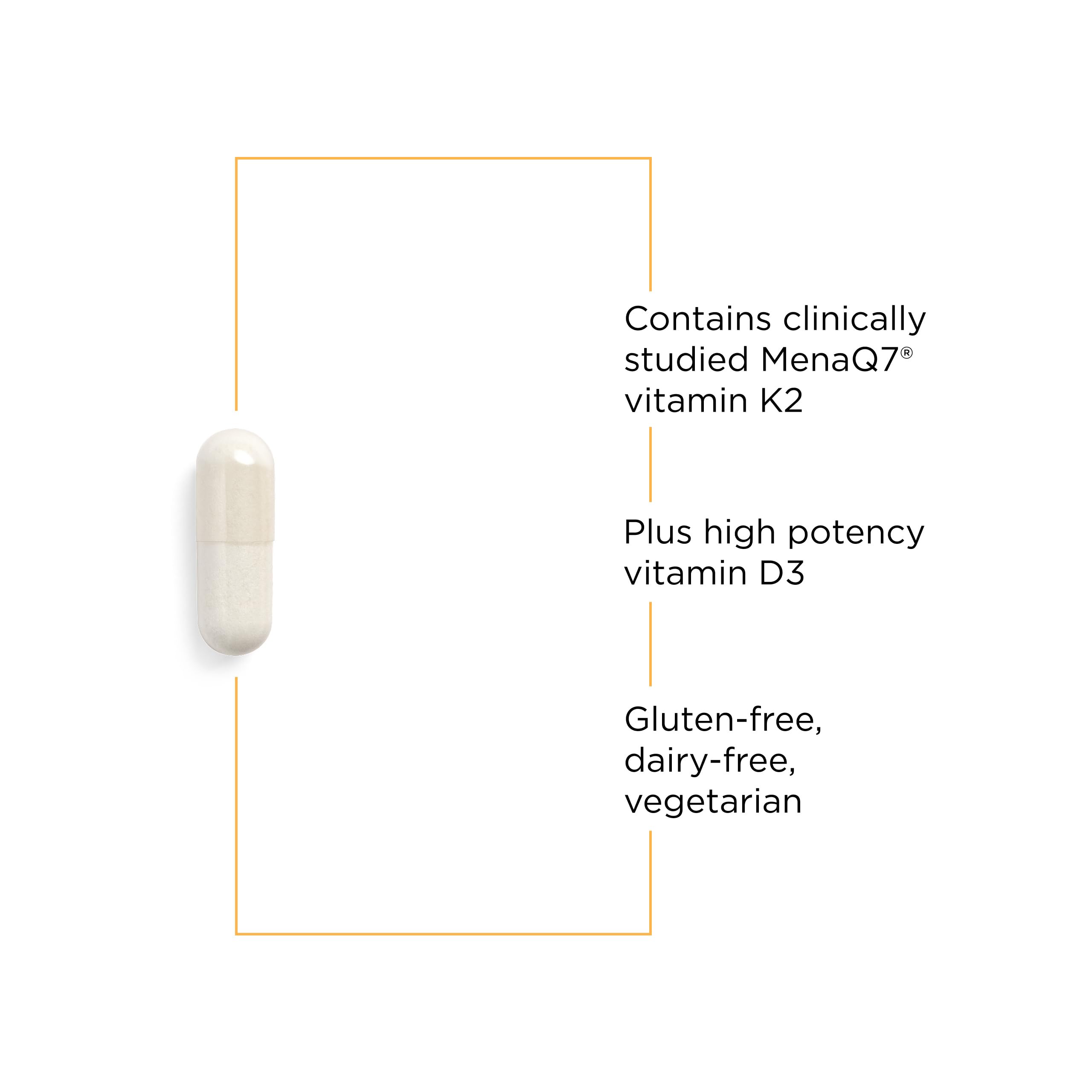 K2 + D3 supplement bottle with label details