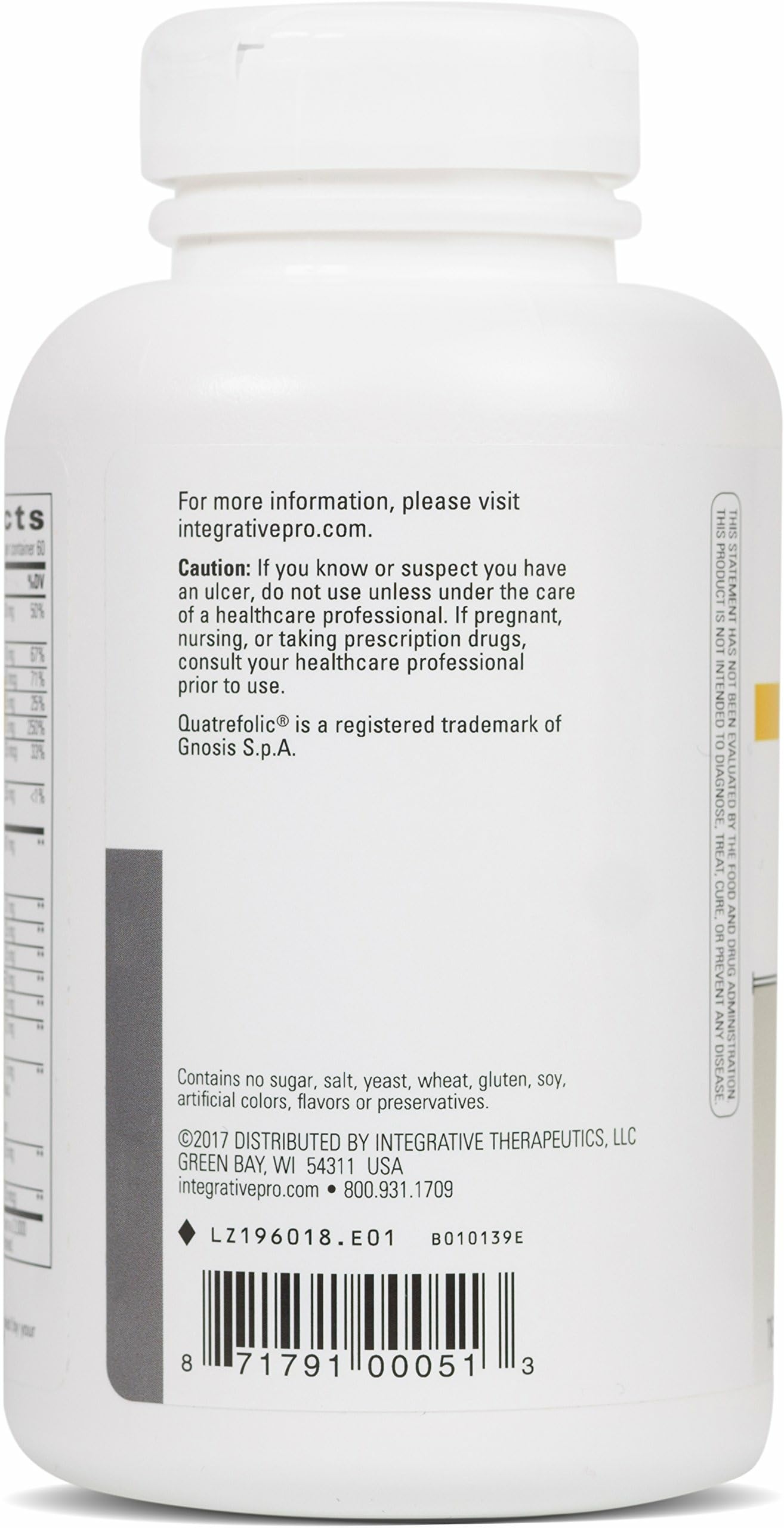 NutriVitamin Enzyme Complex label closeup; dairy-free formulation and enzyme blend for digestive support