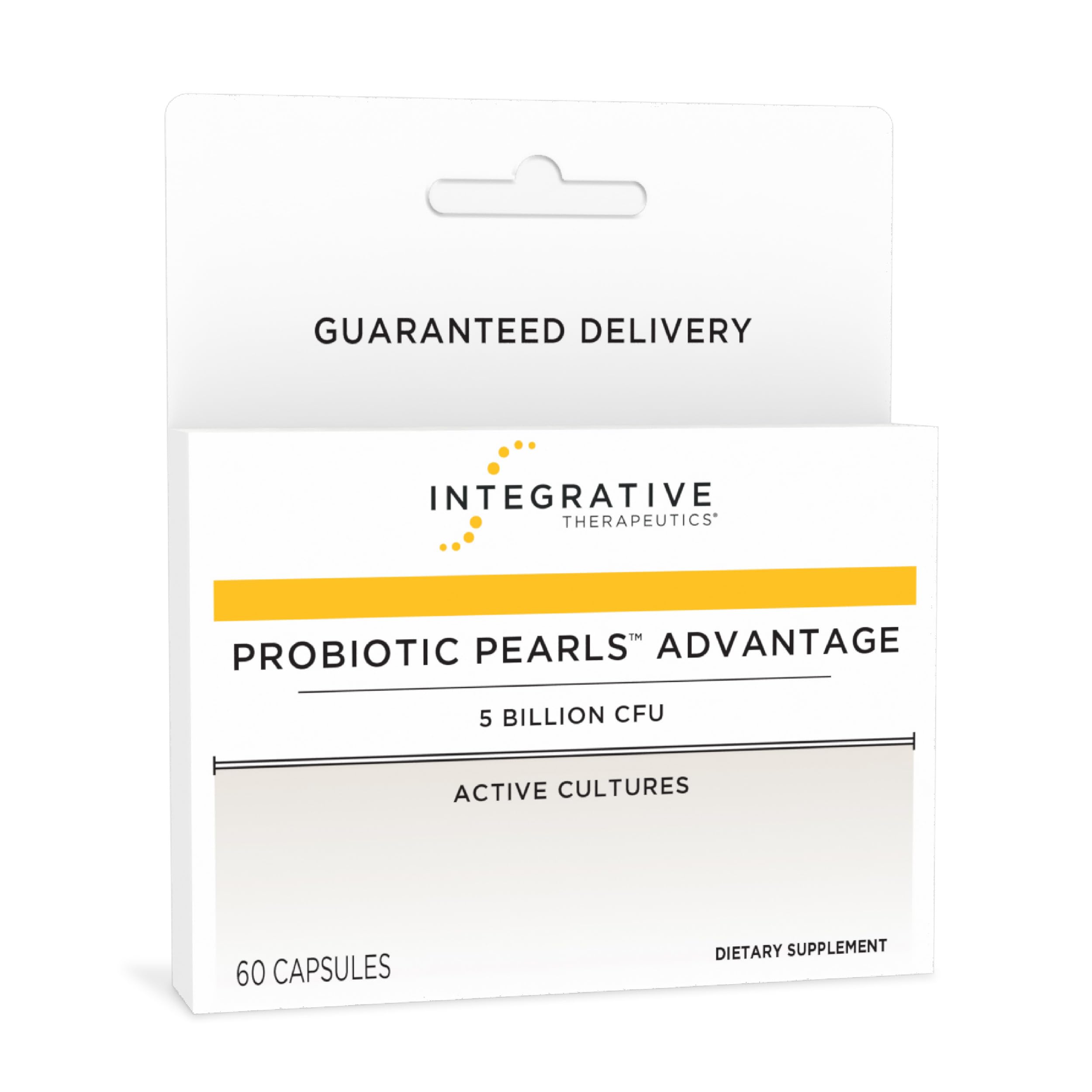 Front packaging of Integrative Therapeutics Probiotic Pearls Advantage 60 Capsules