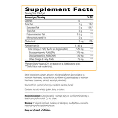 Label showing 375 mg EPA and 125 mg DHA per serving