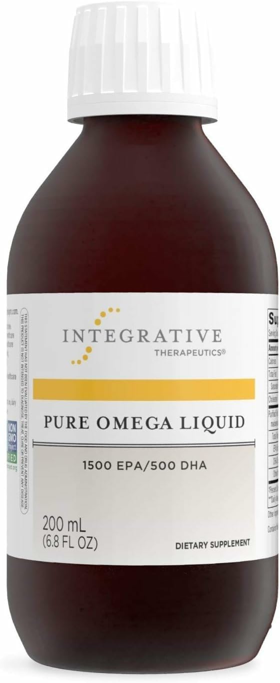 Bottle of Integrative Therapeutics Pure Omega Liquid Lemon 6.8 fl oz