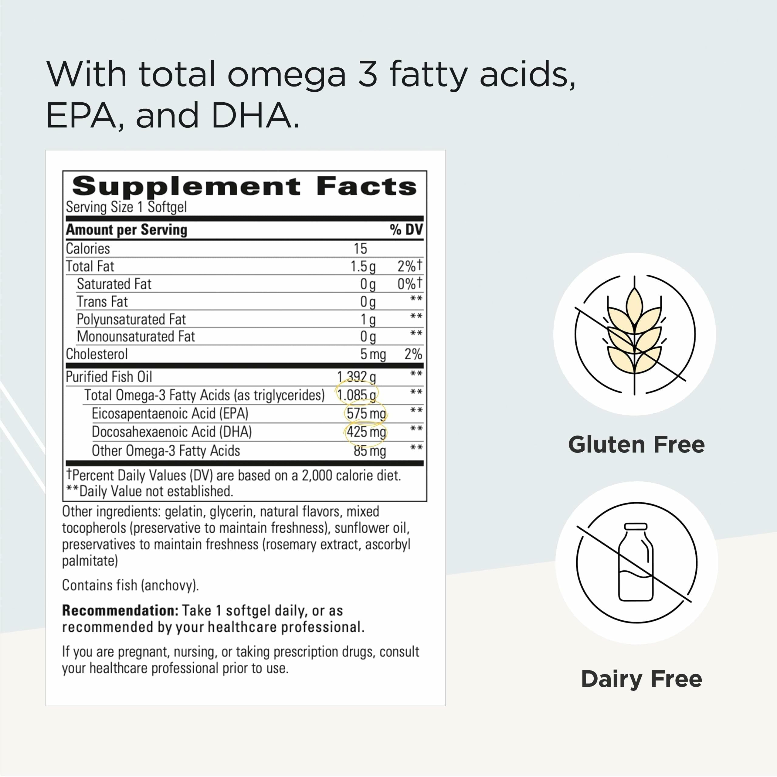Omega-3 soft gels inside bottle