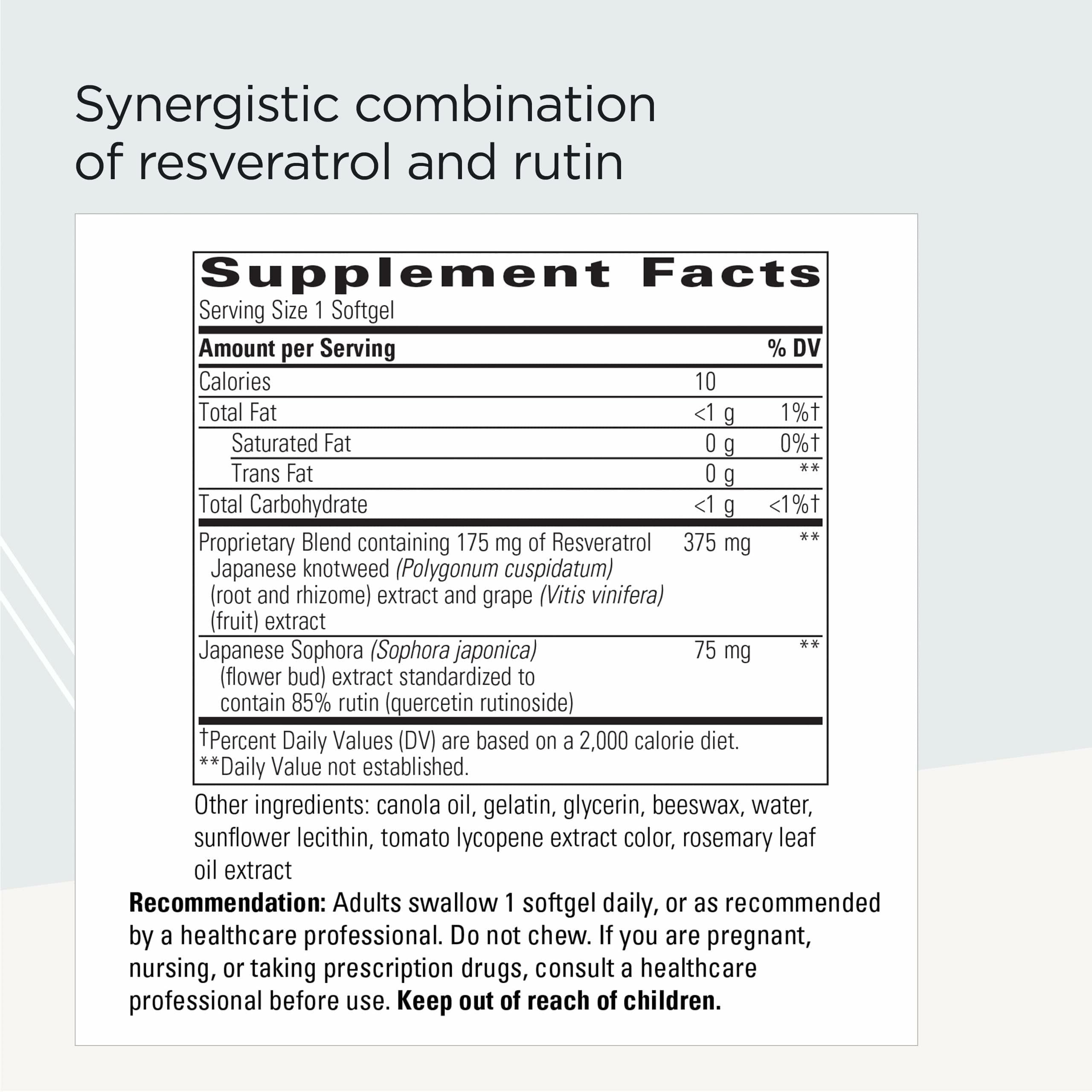 Close-up of Resveratrol Ultra HP label