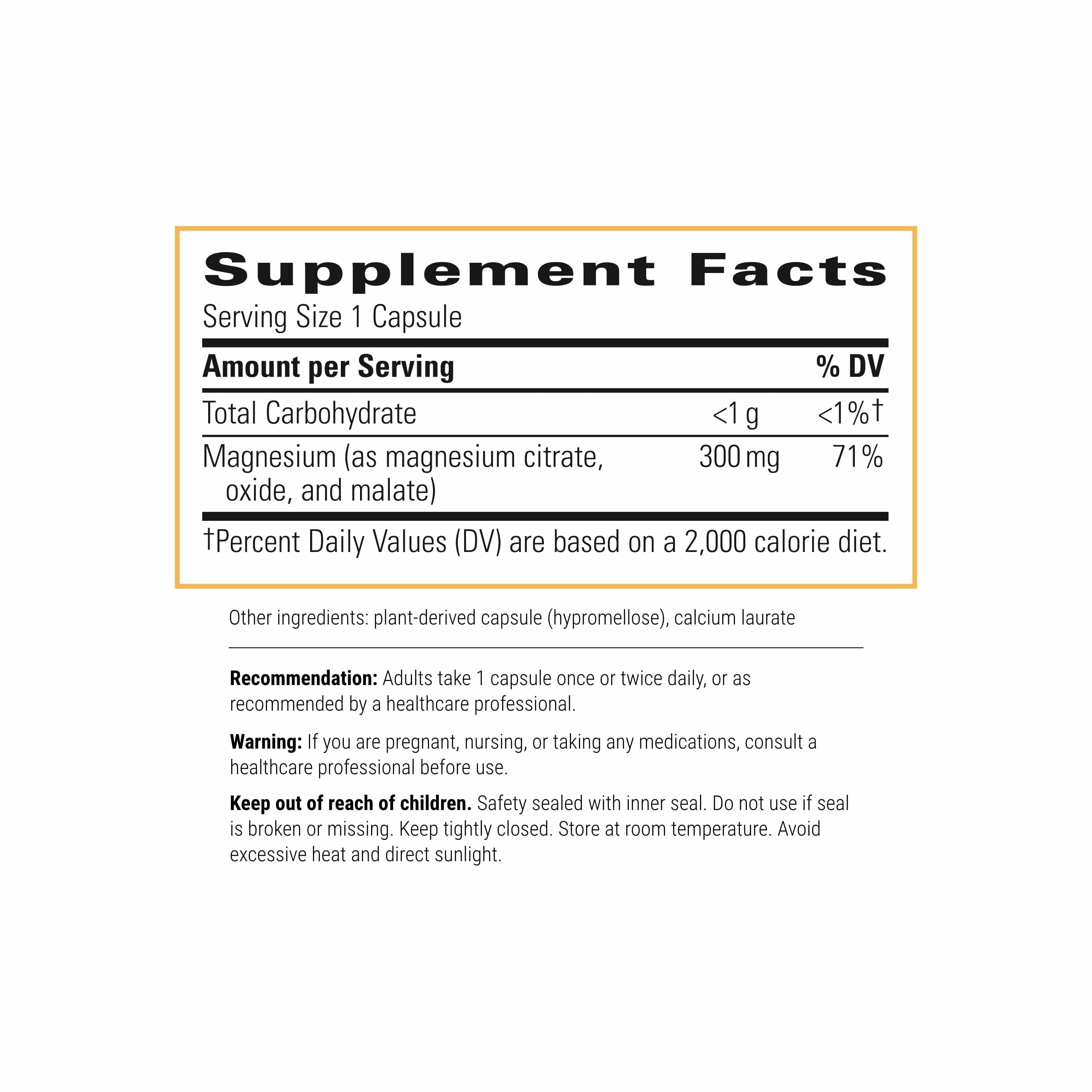 Close-up of Tri-Magnesium bottle label