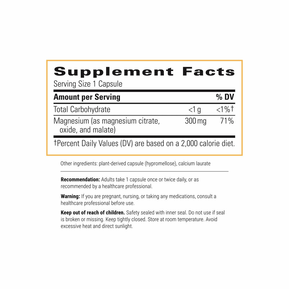 Close-up of Tri-Magnesium bottle label