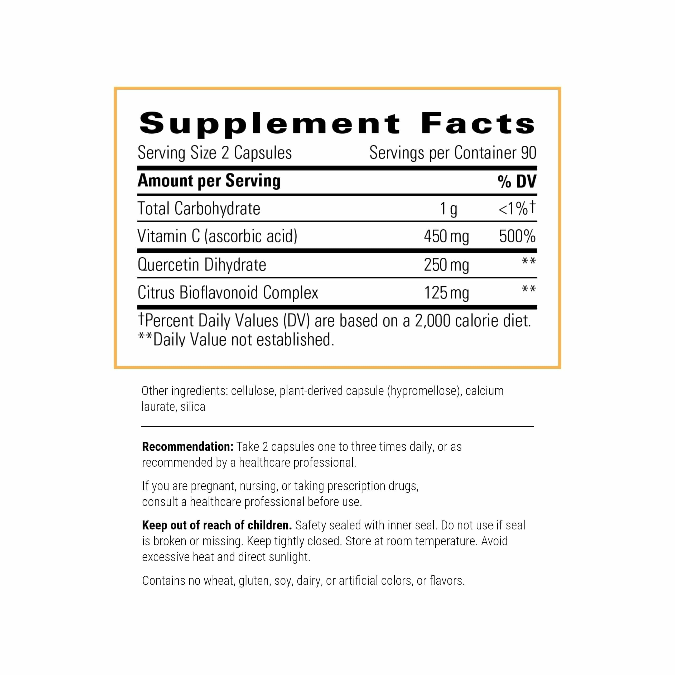 Capsules of Vitamin C with Quercetin