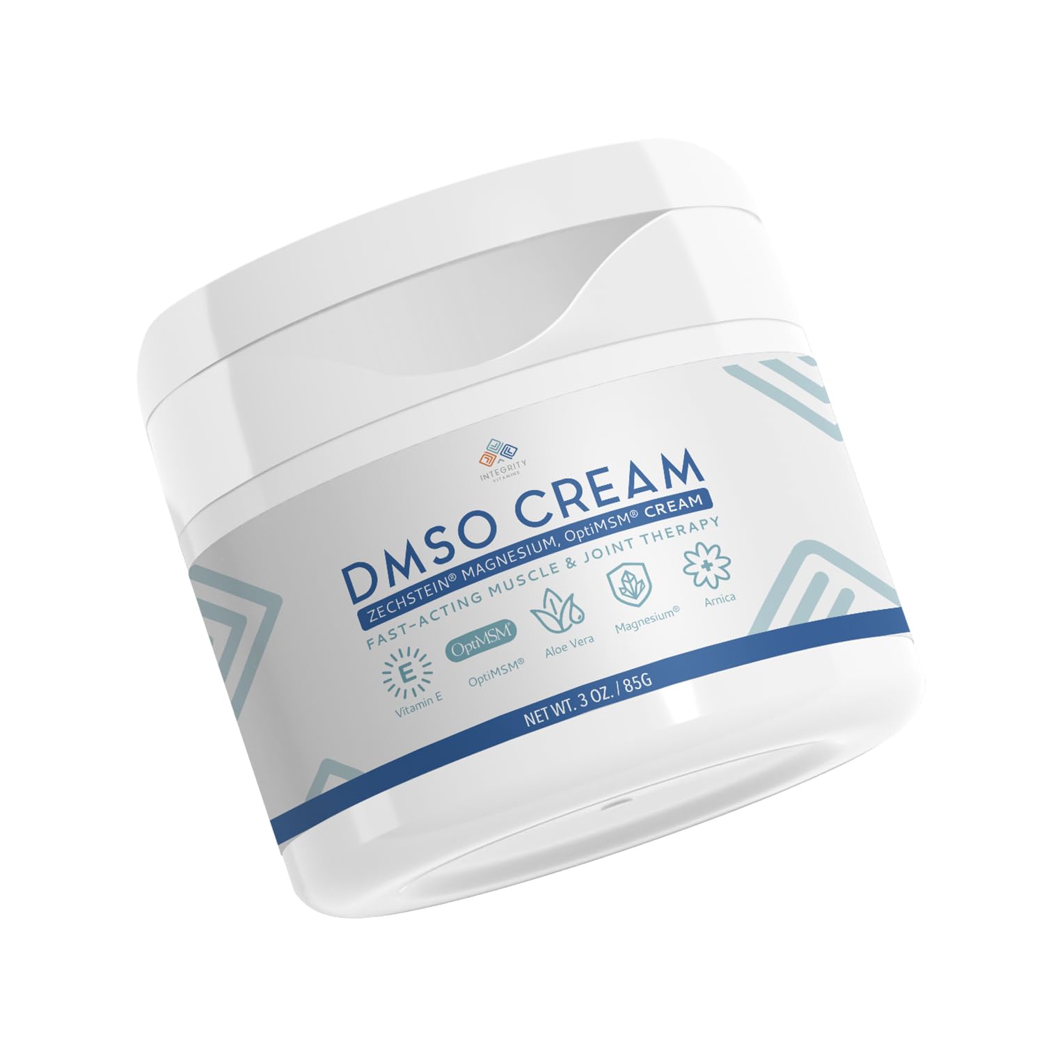 Front view of Integrity Vitamins DMSO Cream packaging