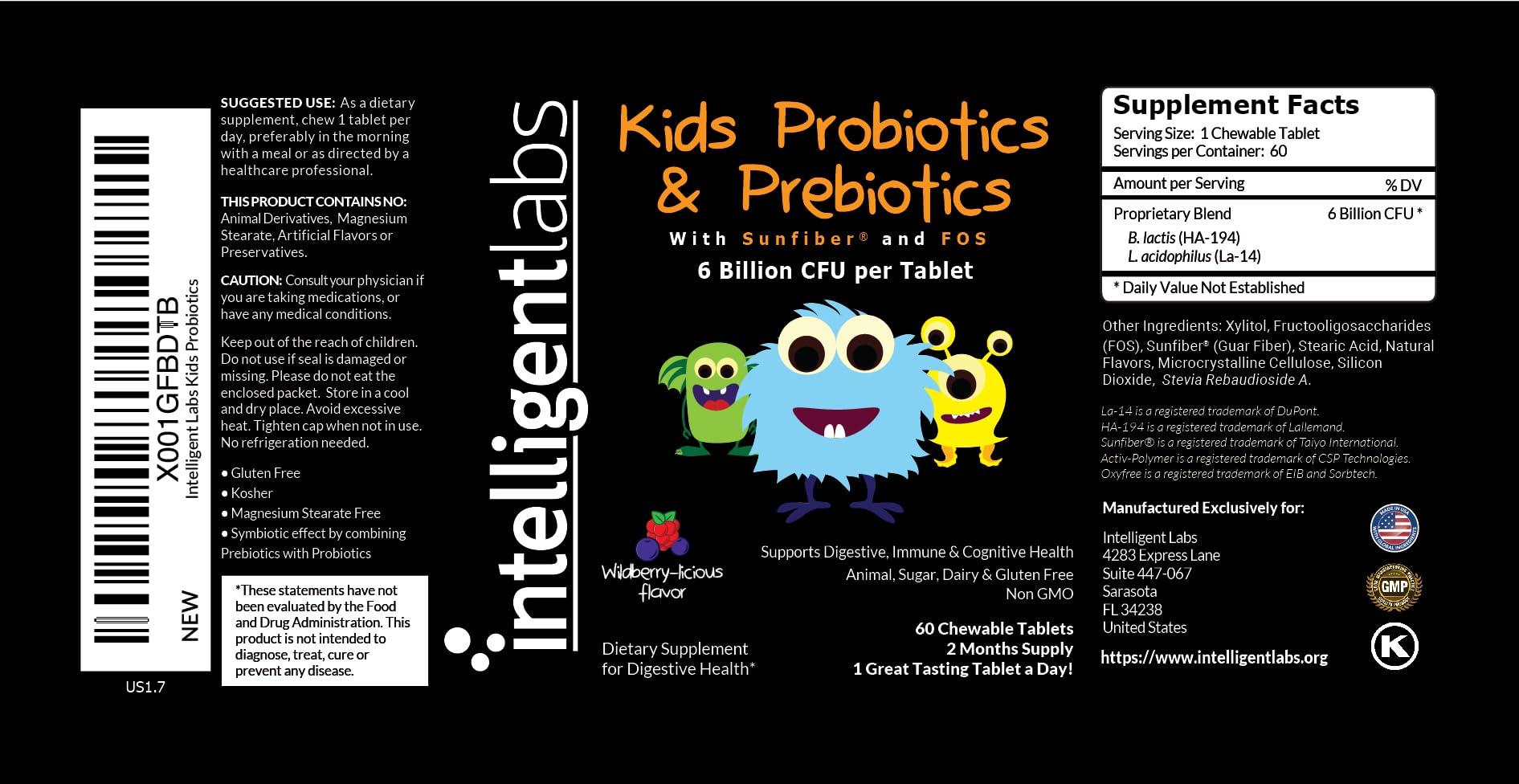 Chewable probiotic tablet for children