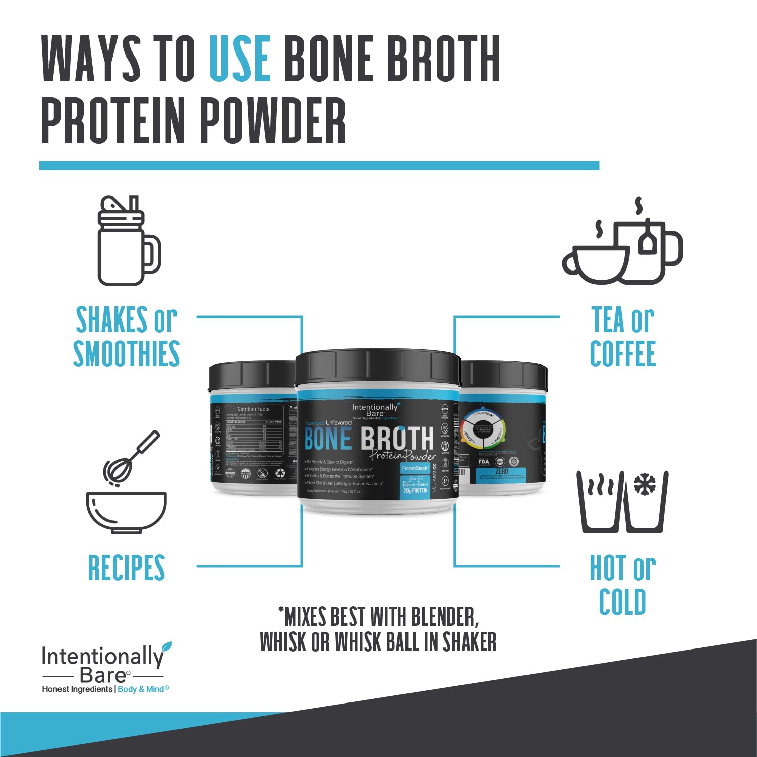 Dairy-free bone broth protein powder close-up