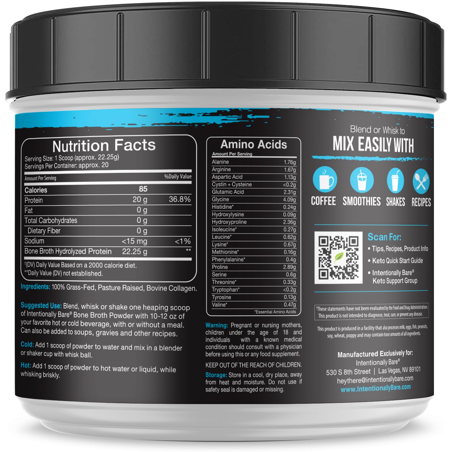 Container with powder and product label