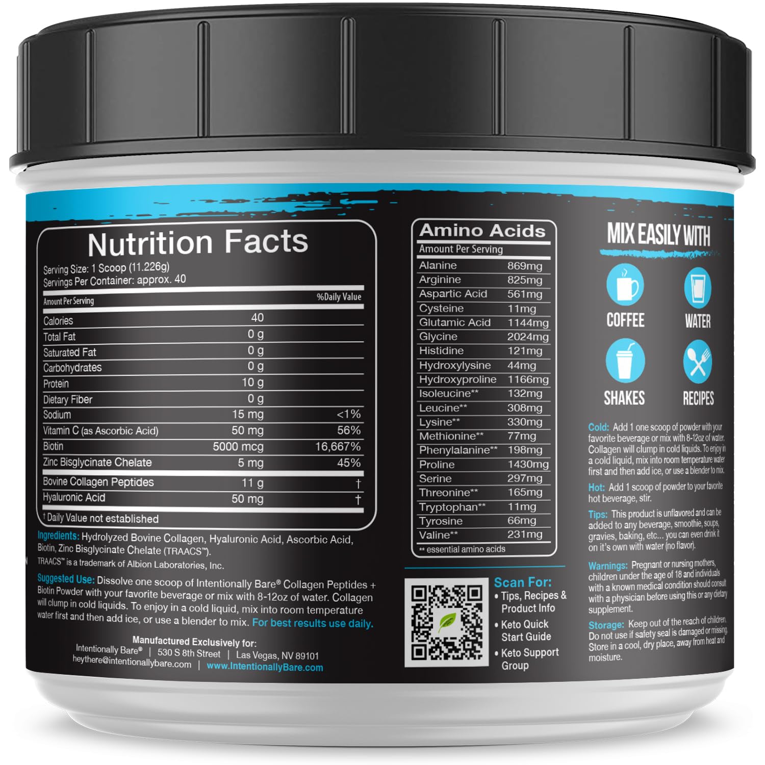 USA-made with BPA-free packaging for Intentionally Bare Collagen Powder