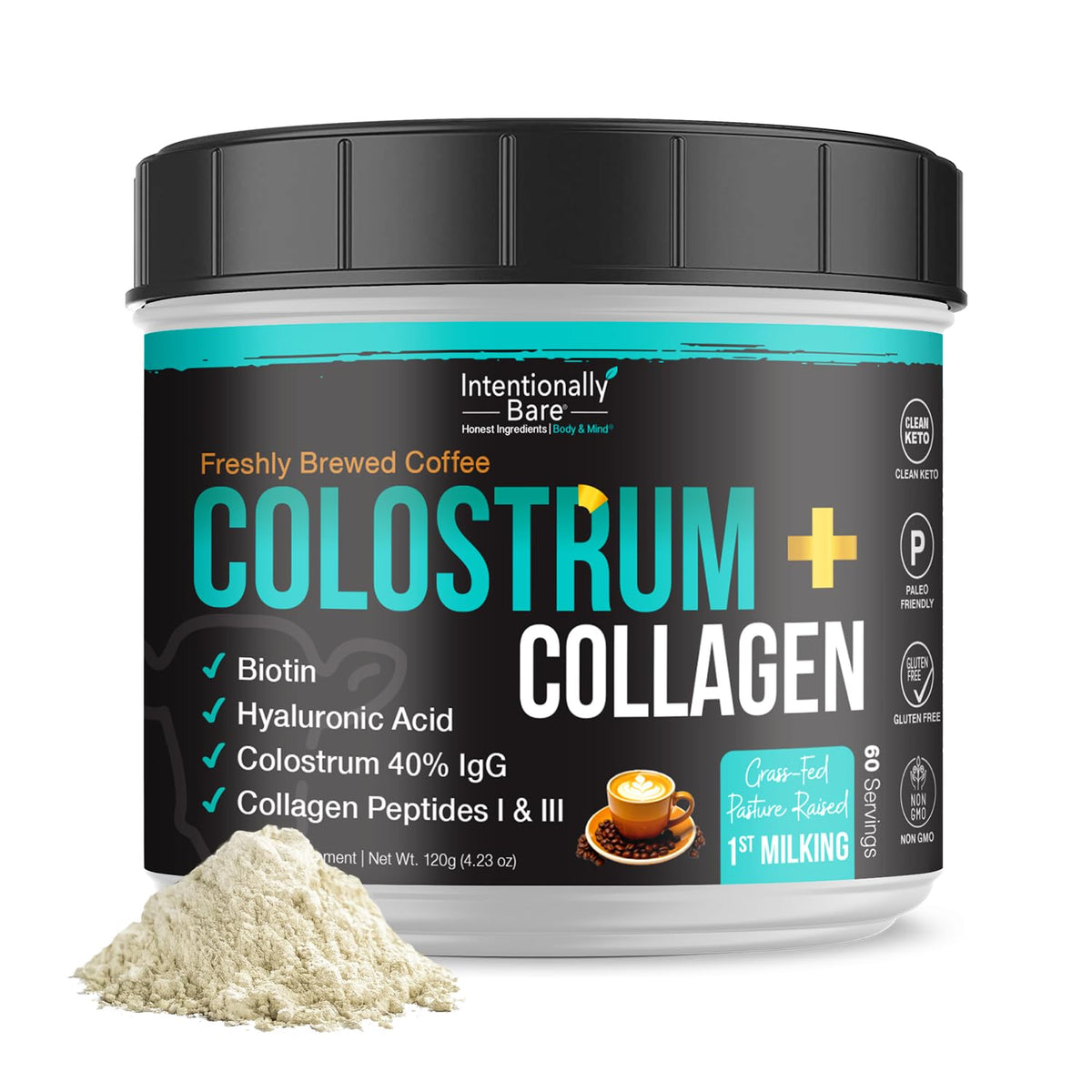 Intentionally Bare Colostrum and Collagen Powder hero shot