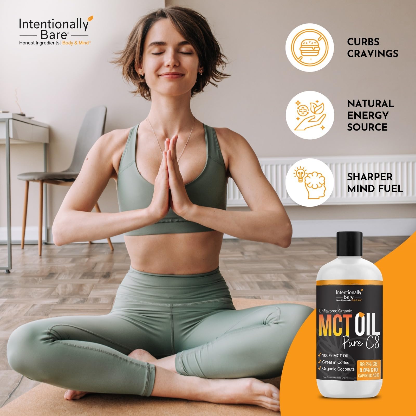 Shaker bottle with Organic C8 MCT Oil added