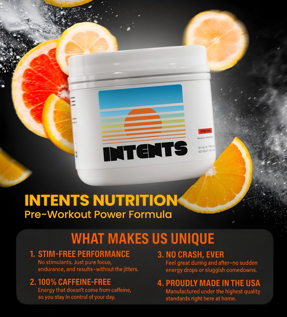Close-up of Intents Nutrition Pre Workout powder