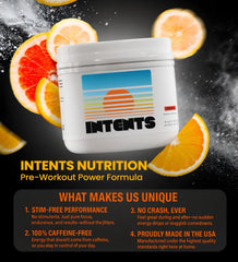 Close-up of Intents Nutrition Pre Workout powder