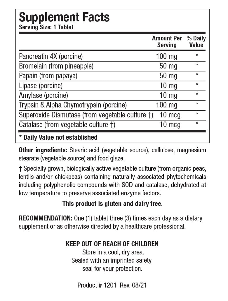 Close-up of Intenzyme Forte label detailing ingredients