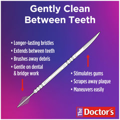 Interdental brush cleaning between teeth and braces for a thorough clean.