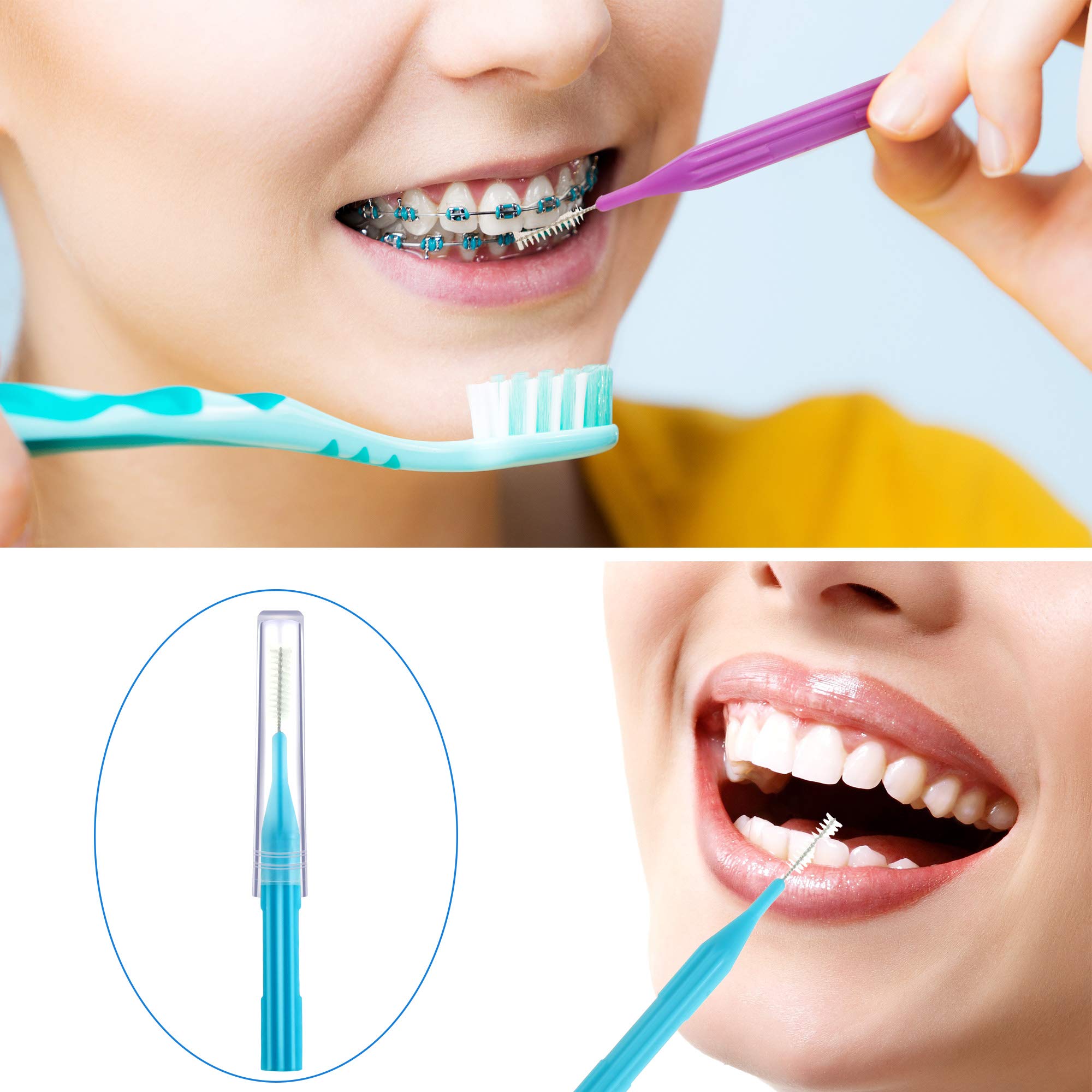 Travel-friendly interdental brushes in four colors