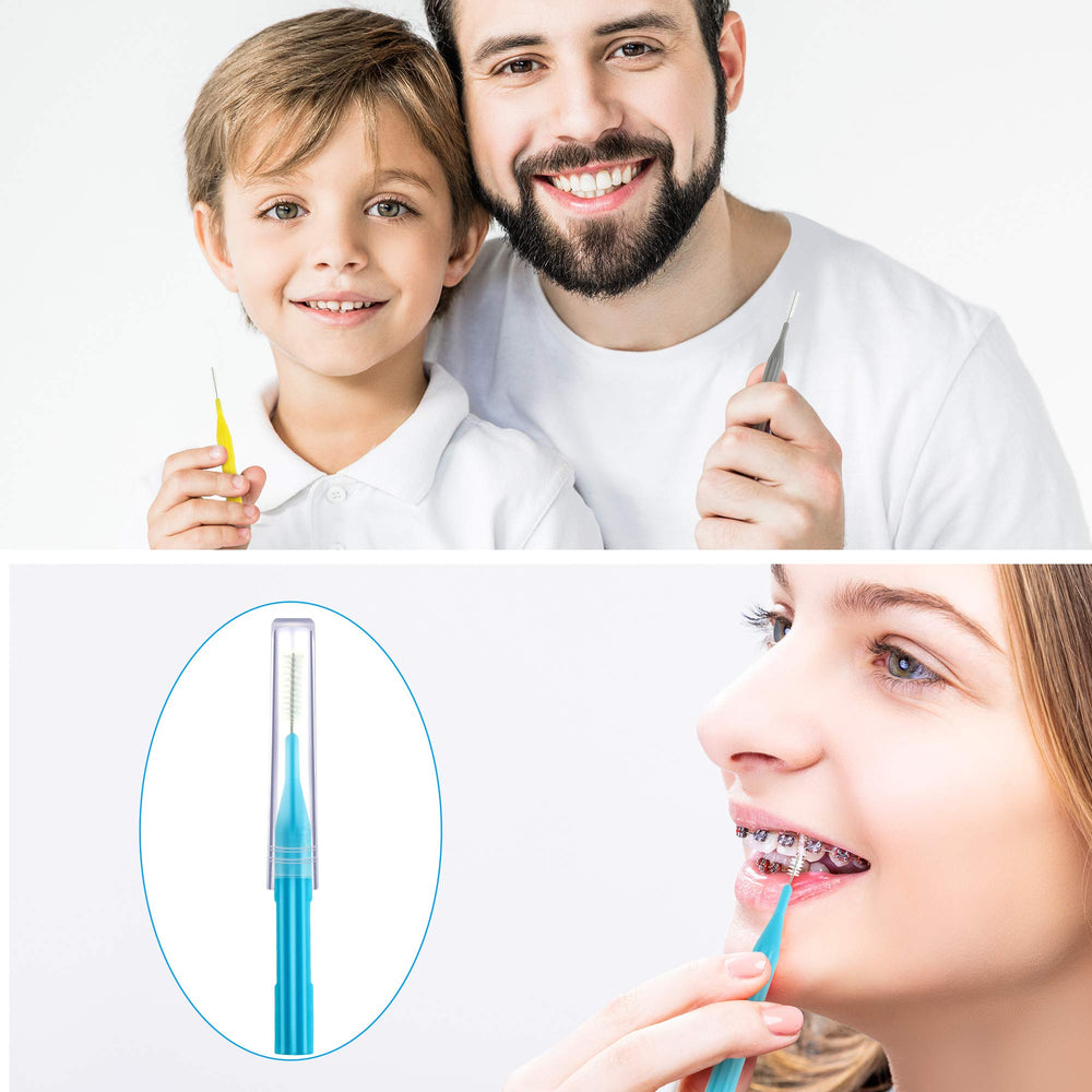 Colorful interdental brushes displayed for display