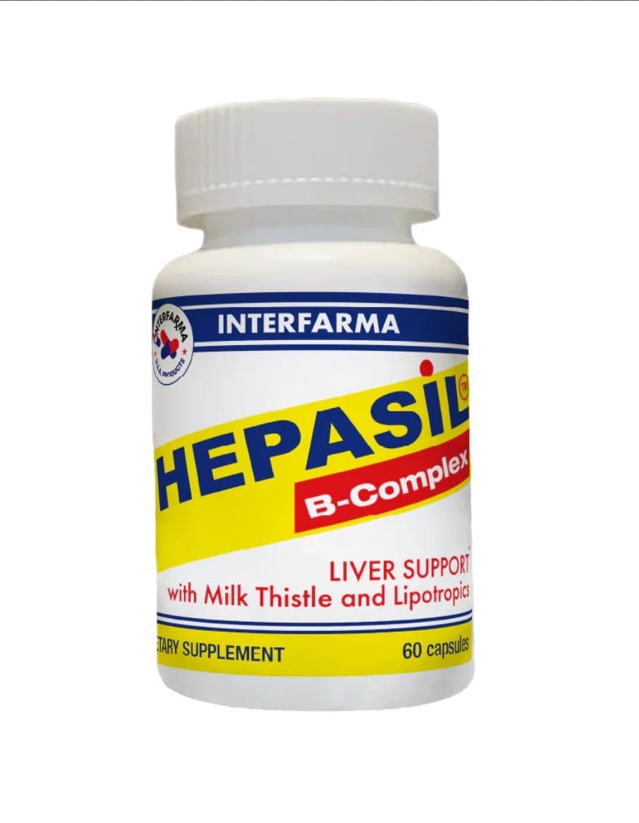 Interfarma Hepasil B-Complex label close-up with Silymarin and lipotropics
