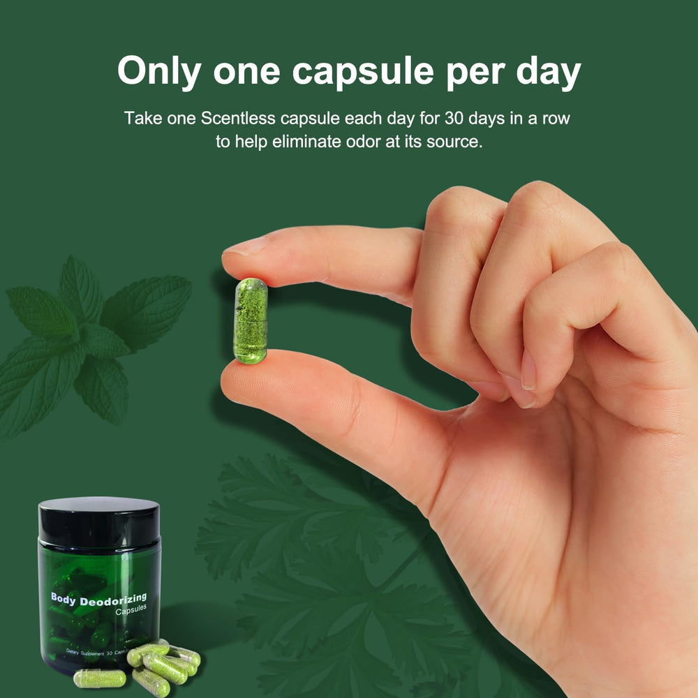 Aluminum-free body odor deodorant supplement packaging