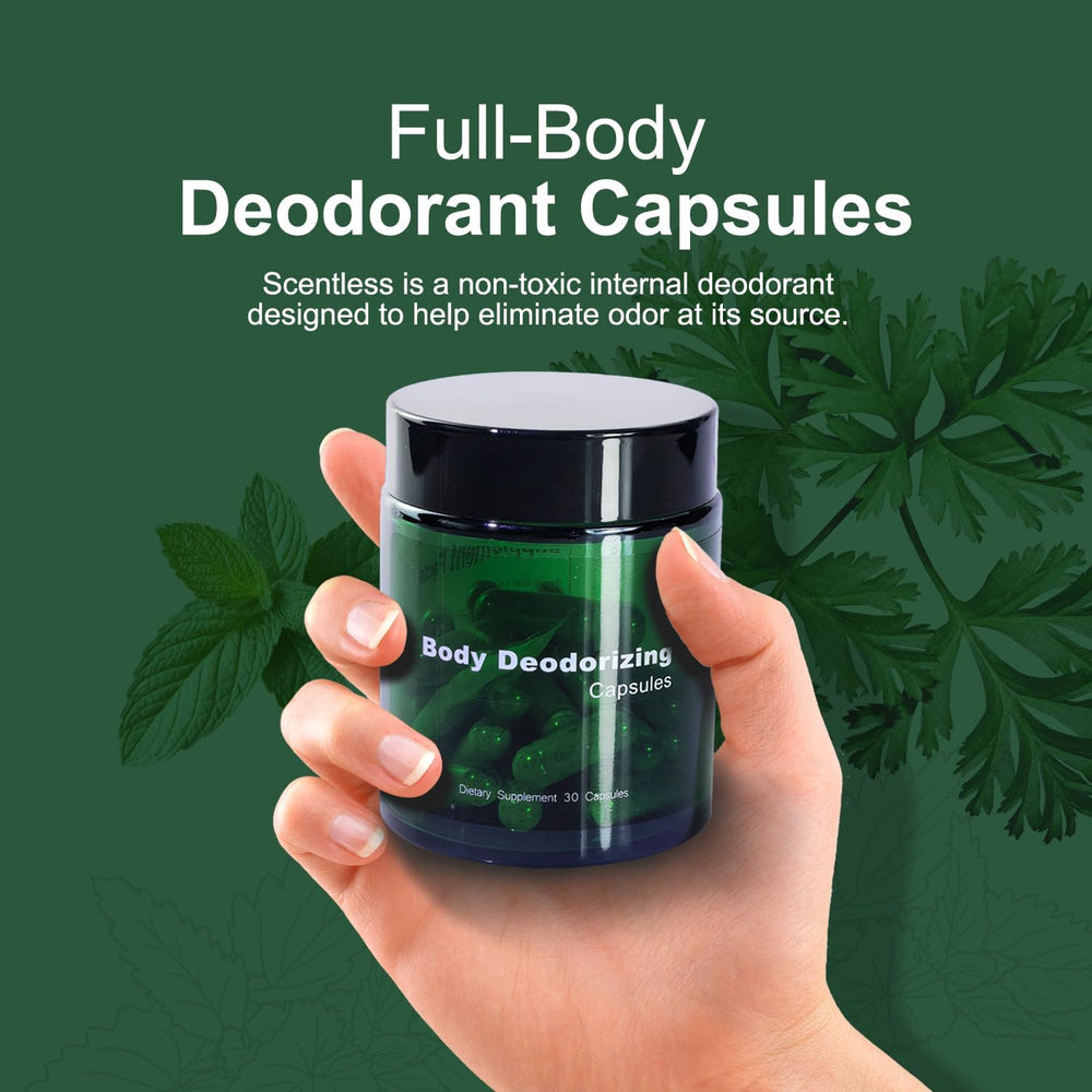 30-capsule bottle ready for daily deodorant support