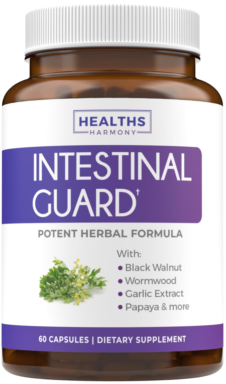 Intestinal Guard bottle with 60 capsules on a white background