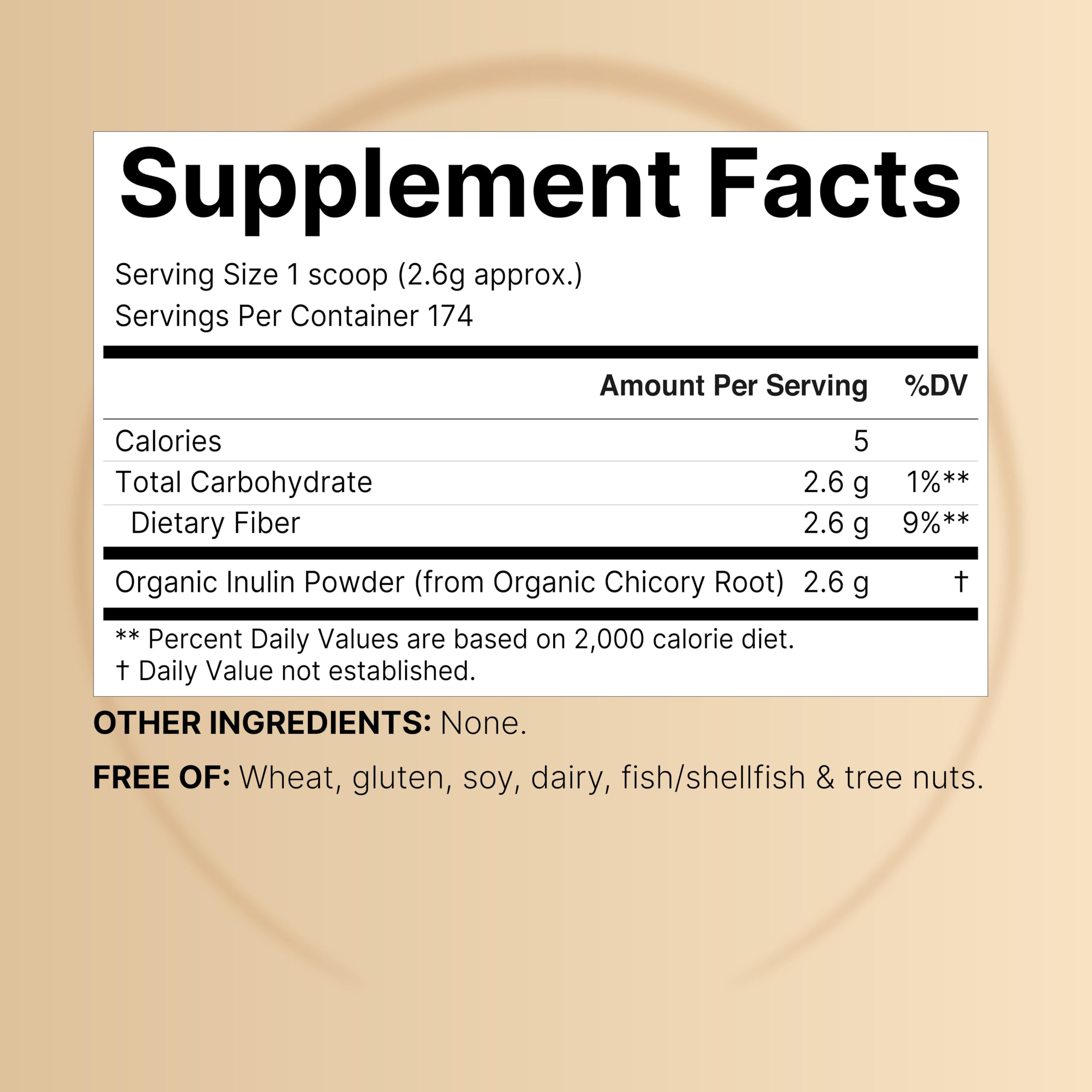 Inulin fiber powder with 174 servings per container