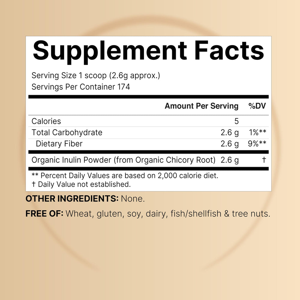 Inulin fiber powder with 174 servings per container