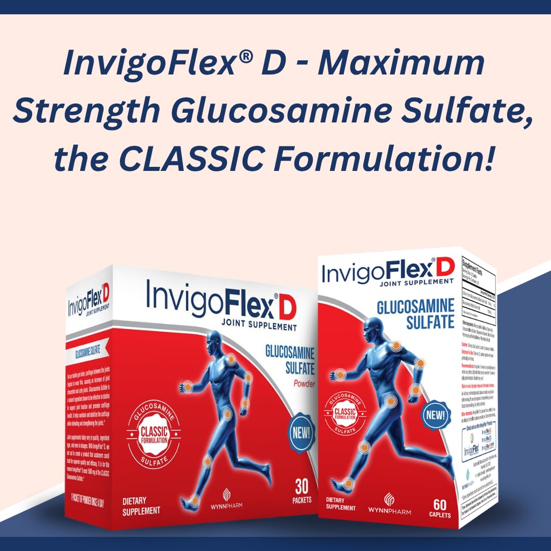 Glucosamine sulfate caplets and INVIGOFLEX D packaging