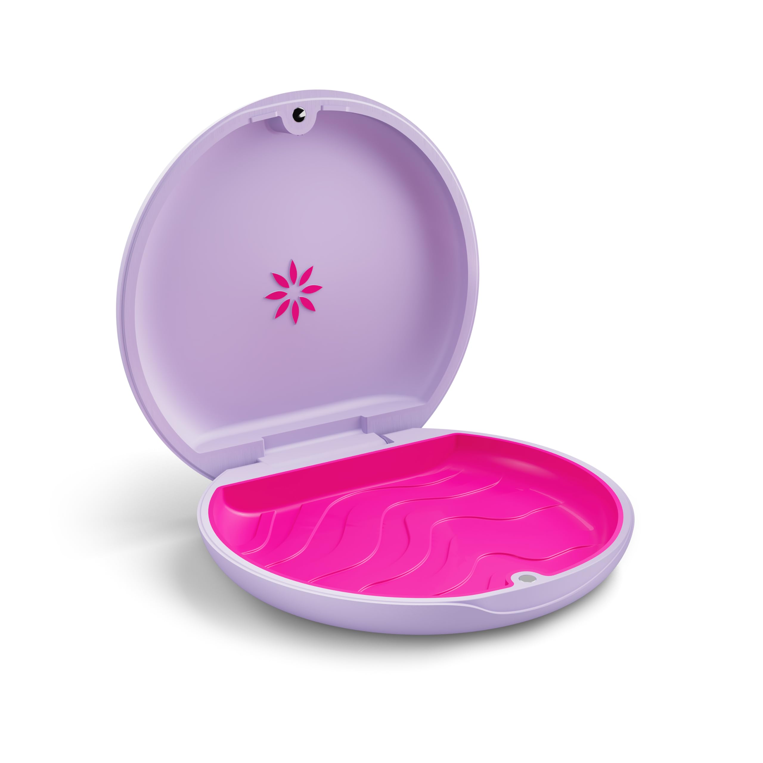 Lavendream Invisalign case opened to show interior and compact design