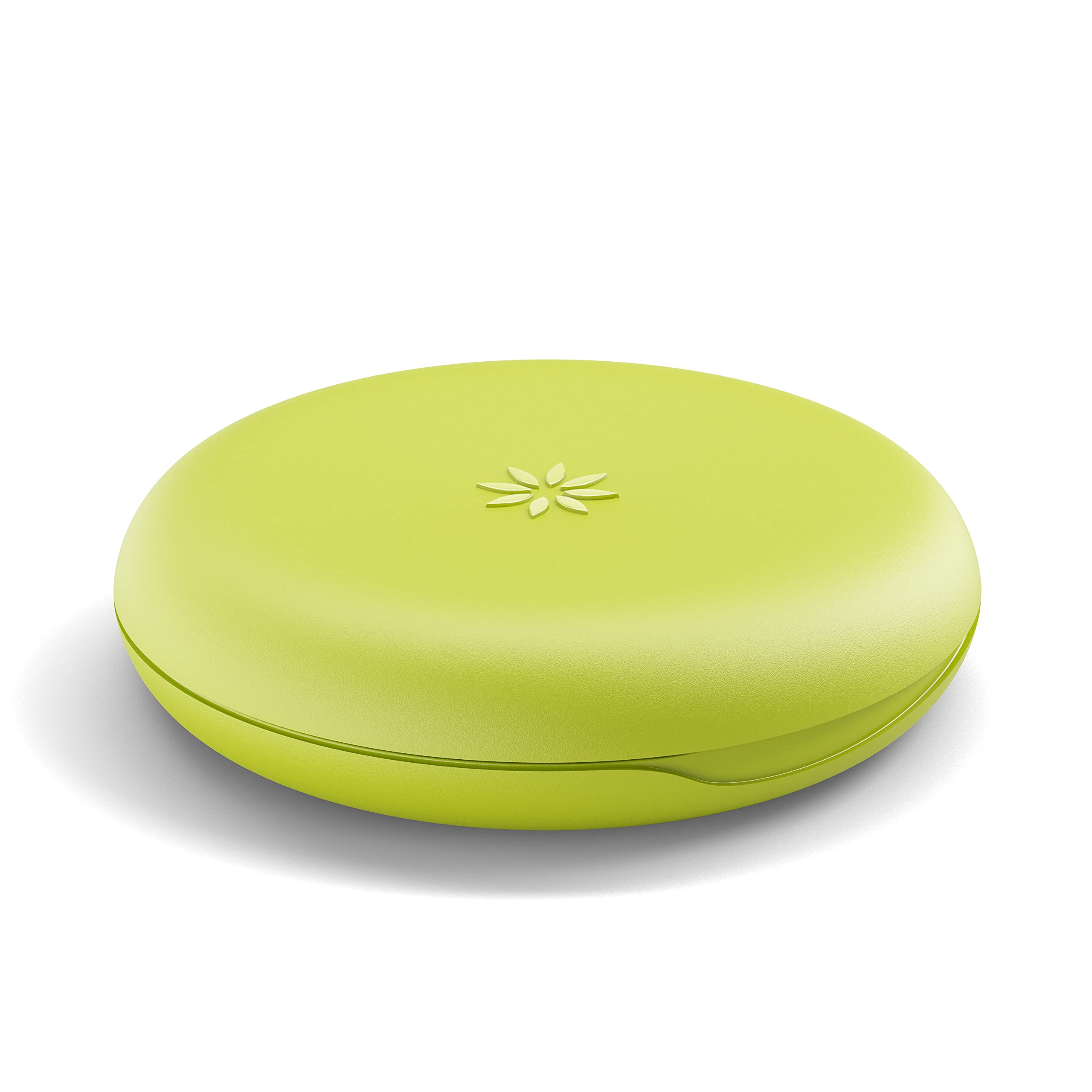 Side view of slim lime green Invisalign case for travel