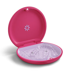 Magenta case closed with magnetic clasp - on-the-go storage
