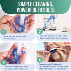 Invisalign aligners being cleaned with Denttach Clean