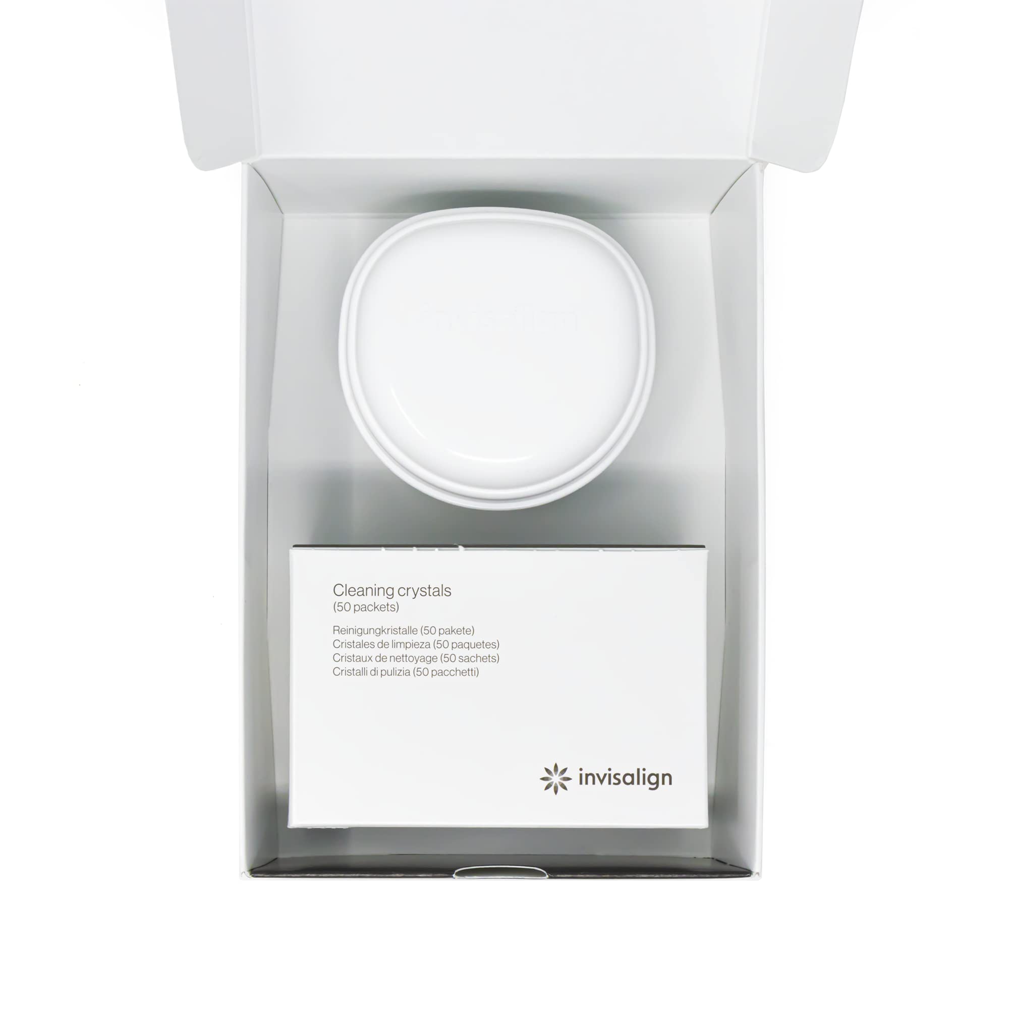 Ingredients listed for Invisalign Cleaning Crystals: Sodium Sulfate, Sodium Carbonate, Sodium Tripolyphosphate, Sodium Dichlorosocyanurate, Sodium Lauryl Sulfate