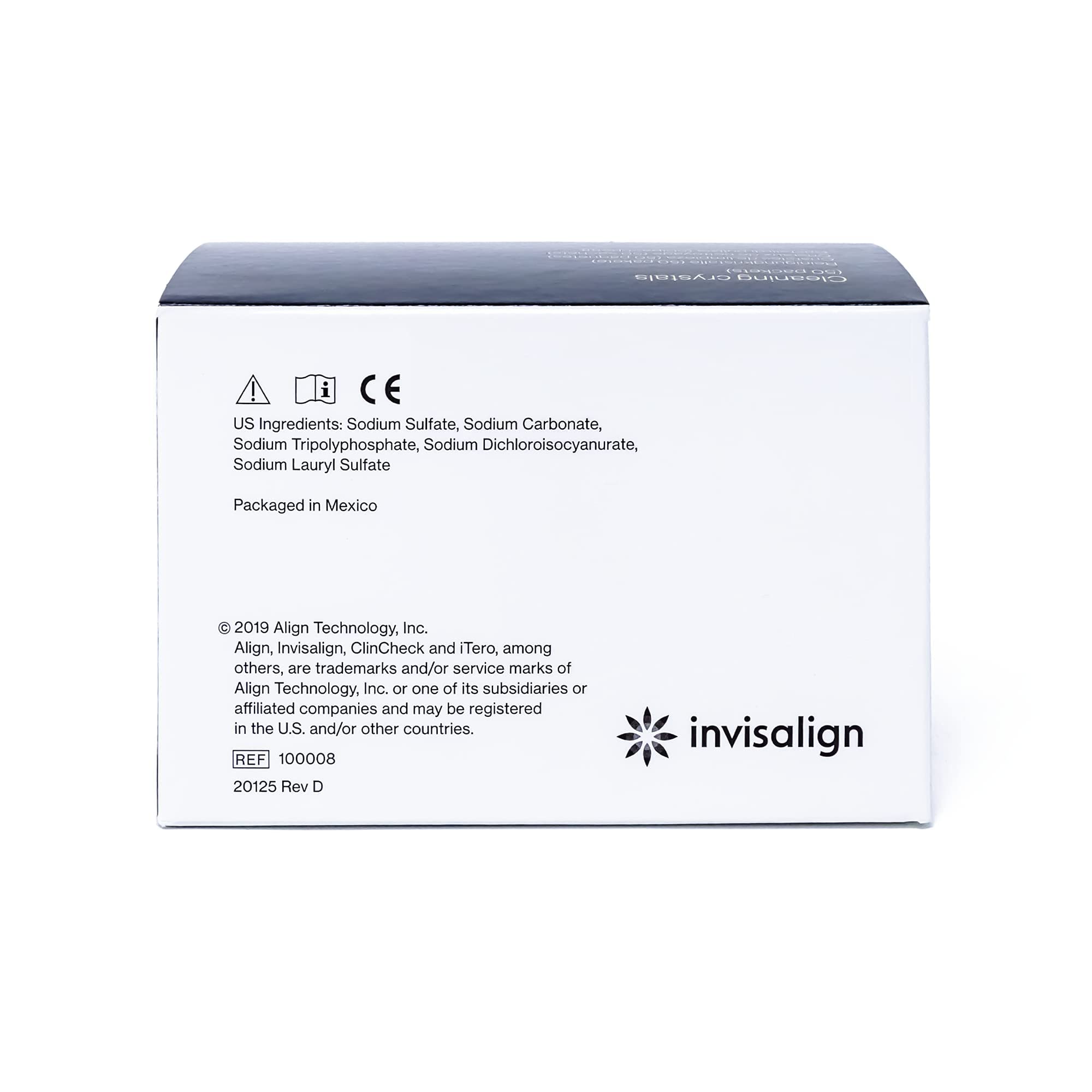 Step-by-step usage montage for cleaning Invisalign aligners with crystals