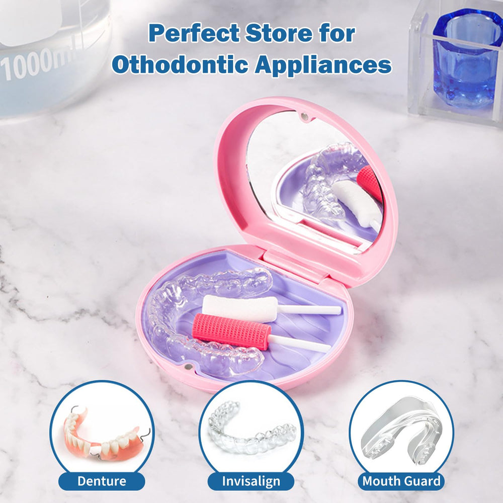Retainer case fitting Invisalign, mouth guard, night guard, and dentures