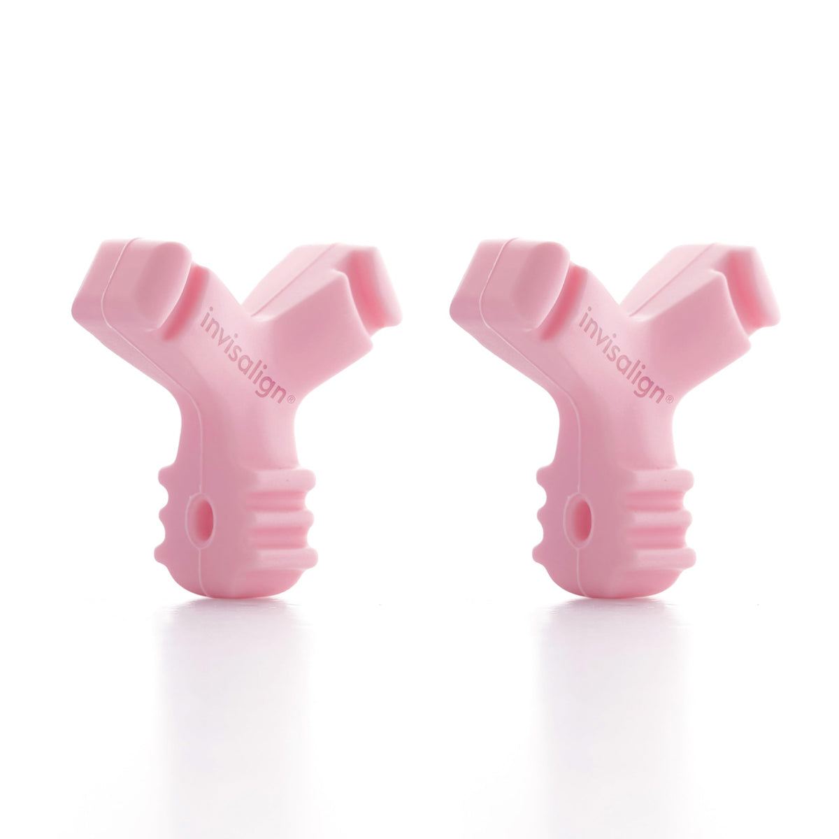 Two pink Invisalign Munchies EPS aligner chewies pack 2 - tool view 1